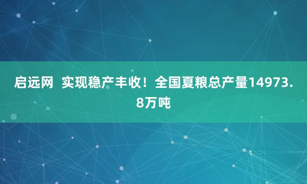 启远网  实现稳产丰收！全国夏粮总产量14973.8万吨