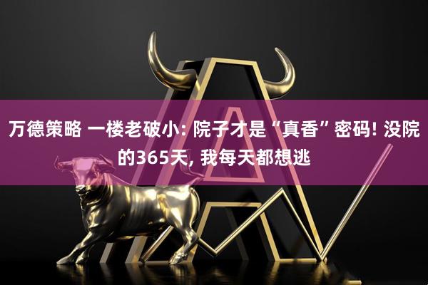 万德策略 一楼老破小: 院子才是“真香”密码! 没院的365天, 我每天都想逃