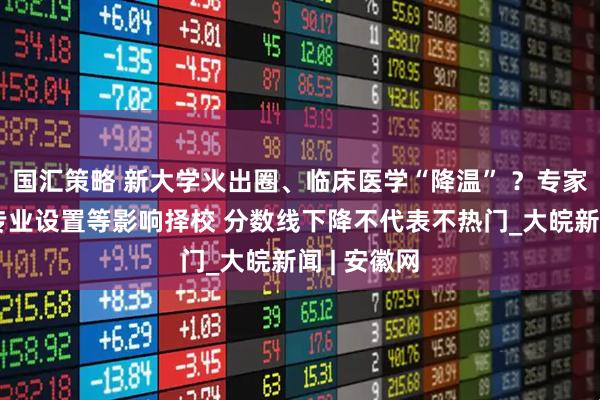 国汇策略 新大学火出圈、临床医学“降温” ？专家：师资、专业设置等影响择校 分数线下降不代表不热门_大皖新闻 | 安徽网
