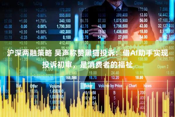 沪深两融策略 吴声称赞黑猫投诉：借AI助手实现投诉初审，是消费者的福祉